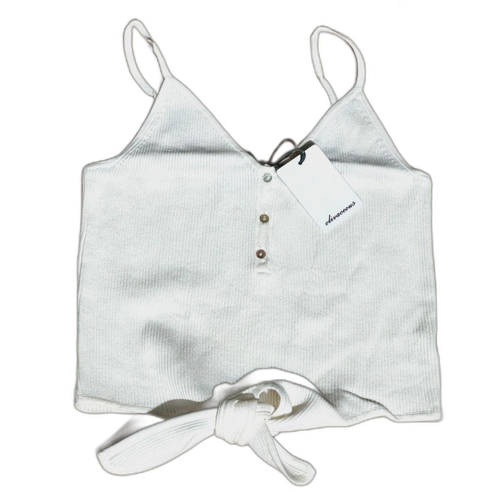 NWT* Olivaceous Ribbed Tie Front Tank in Ivory - Women's Medium